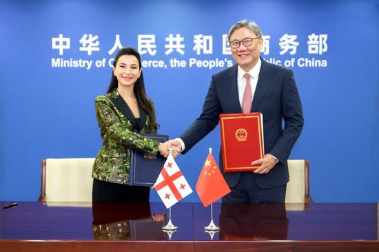 商务部部长王文涛会见格鲁吉亚经济和可持续发展部部长克夫利维什维利